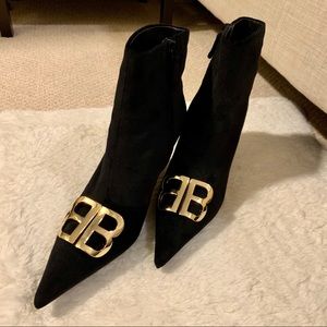 BALENCIAGA BB Ankle Boots Suede Black